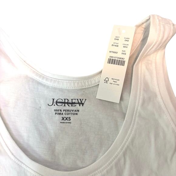 J.Crew White Pima Cotton Scoop Neck Tank Top XXS NWT Summer Essential - Picture 4 of 5